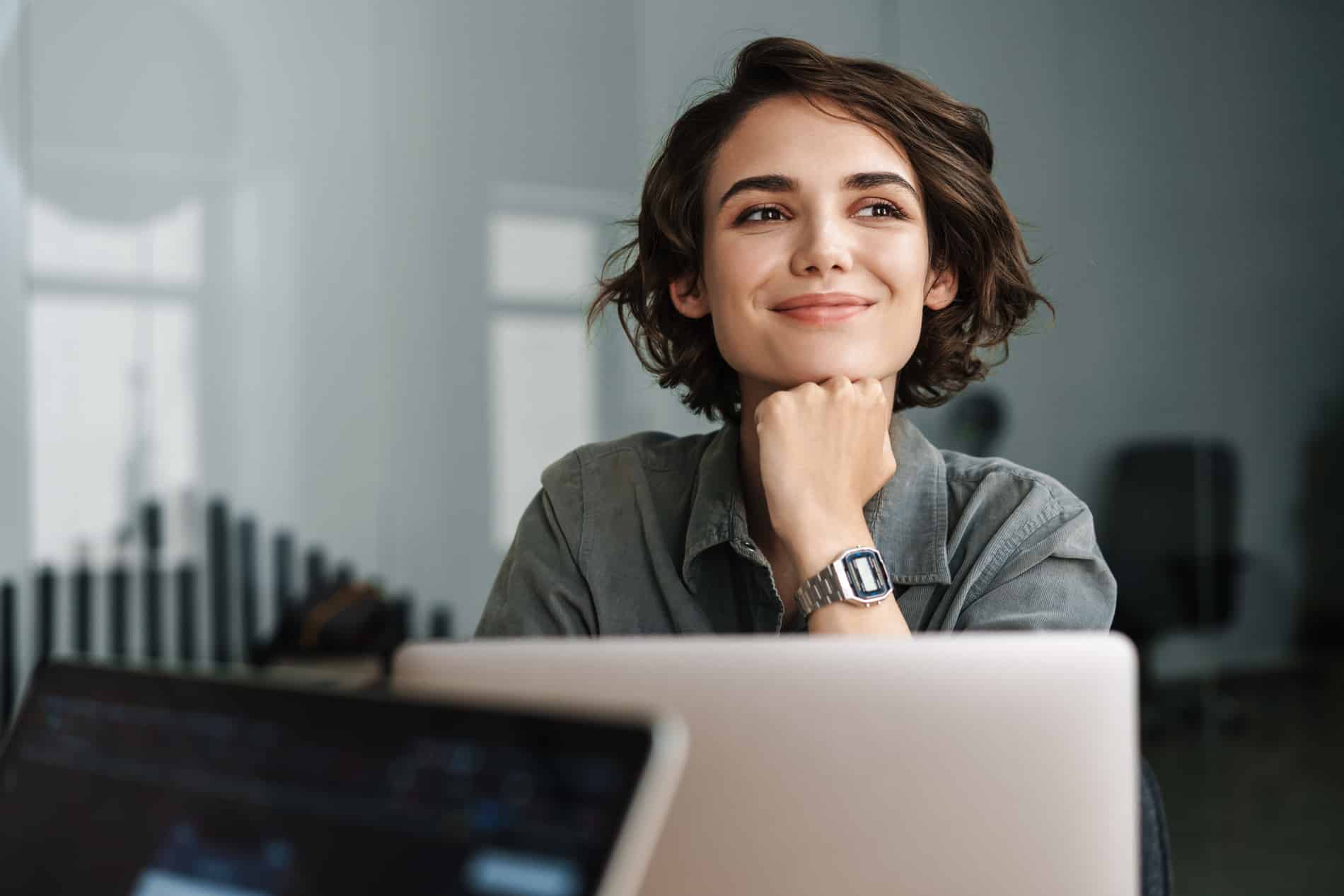 Woman thinking about getting invisalign aligners in Castle Rock CO